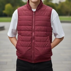 Zara Man Basic Full Zip Vest Nylon Front Fleece Back • Men's Size L